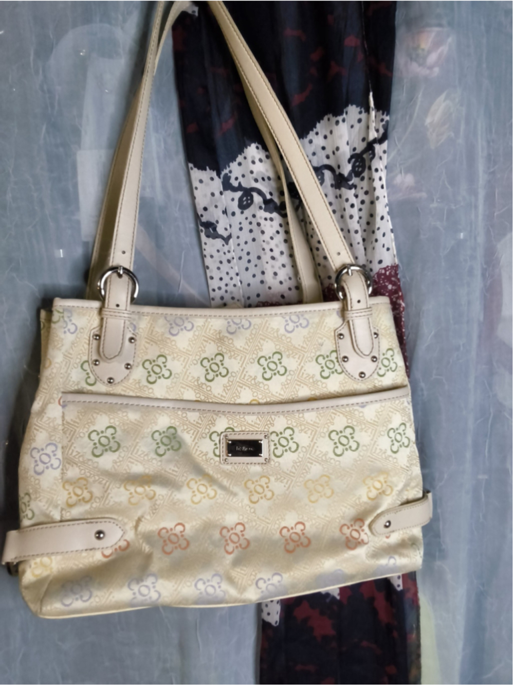 Liz & Co. Cream Monogram Handbag & Pouch